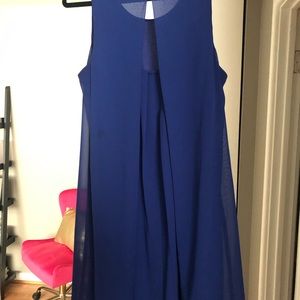 Blue Chiffon Swing Dress with Keyhole